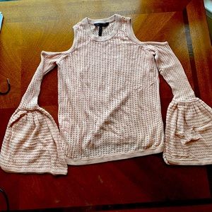 blush cold shoulder BCBG sweater